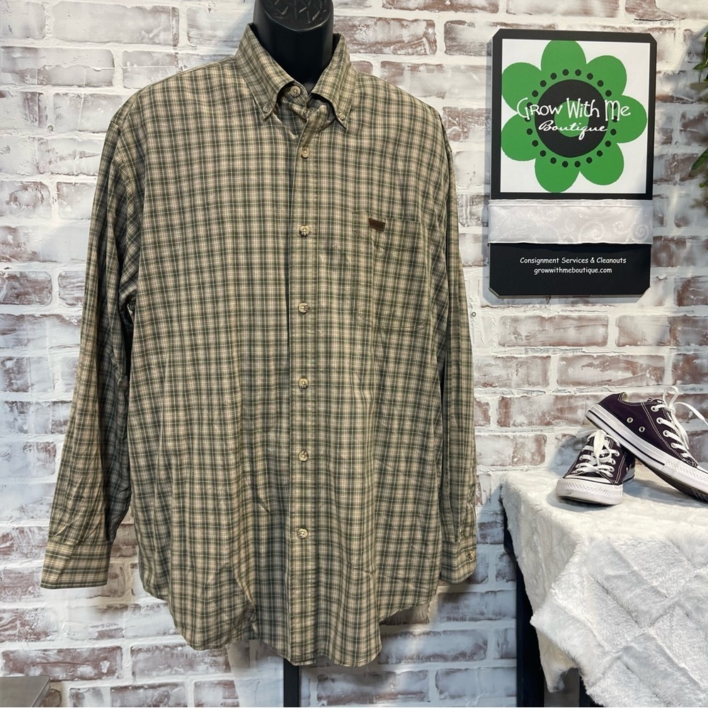 Carhartt Plaid Button-Down Shirt in Green and khaki men’s large